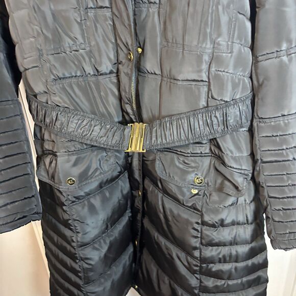 Rocawear Classic Black Long Puffer Coat women's 2X Winter Parka Faux Fur Hooded - Picture 11 of 16